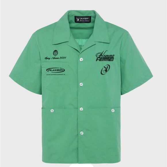 Homme Femme Other - NWT Homme Femme Playboy Mint Green Button Up Collared Shirt Street Wear Sz L